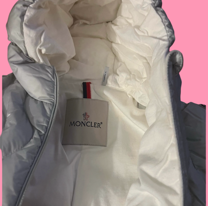 Moncler White one piece snow suit, 12/18M