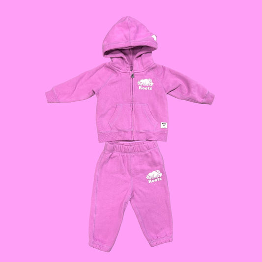 Roots Pink sweat set, 6-12M