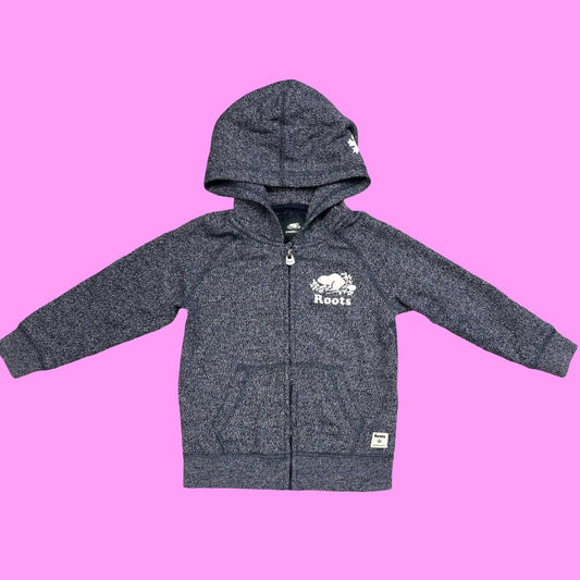 Roots Navy salt/pepper zip up , 4T