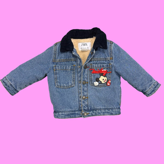 Zara Mickey Mouse Jean jacket, 9-12M