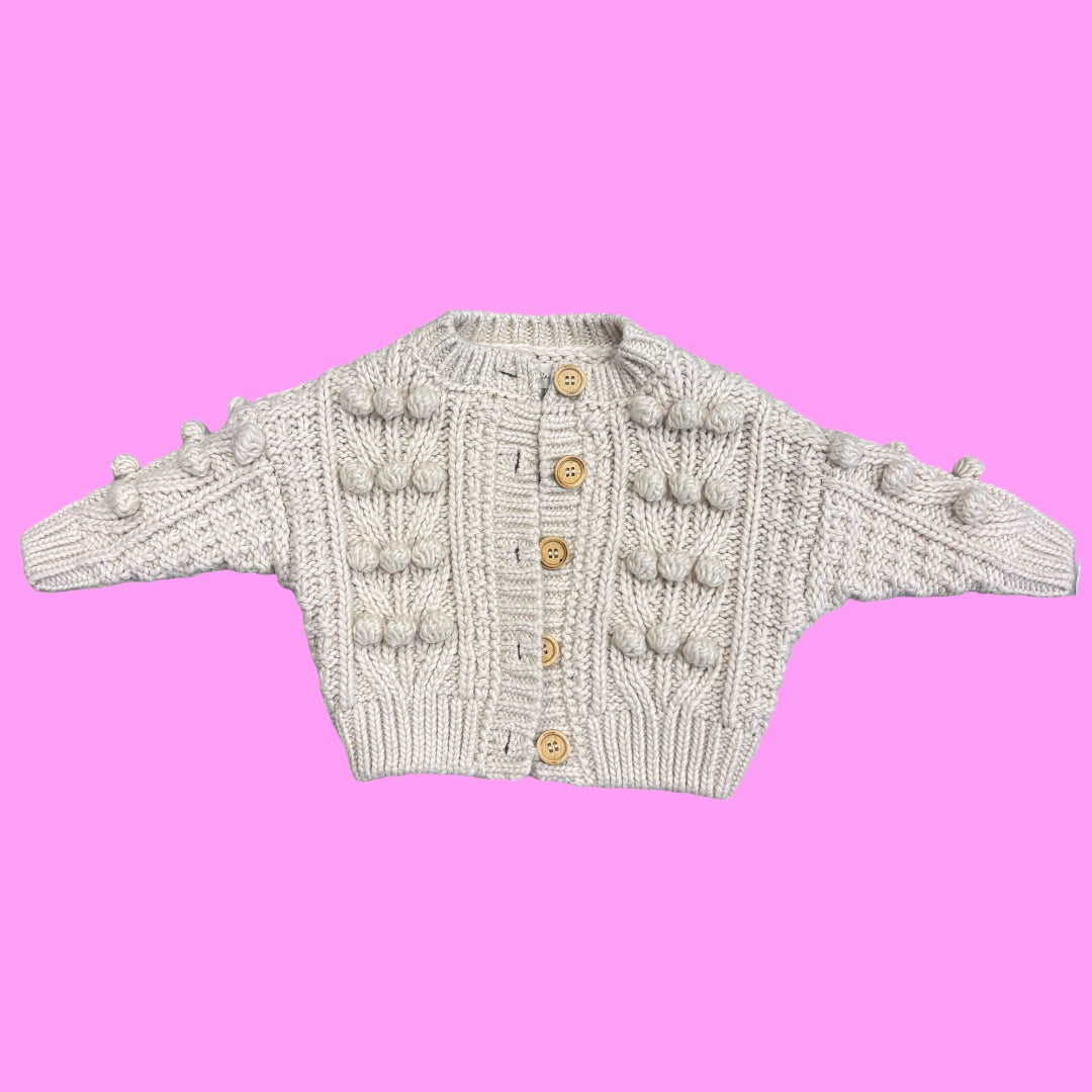 Rylee + Cru Oatmeal cable sweater, 6-12m