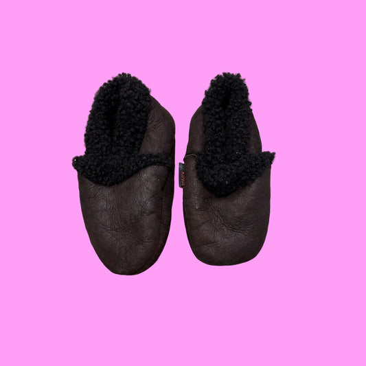 Kina Chocolate brown slippers, 6-12M