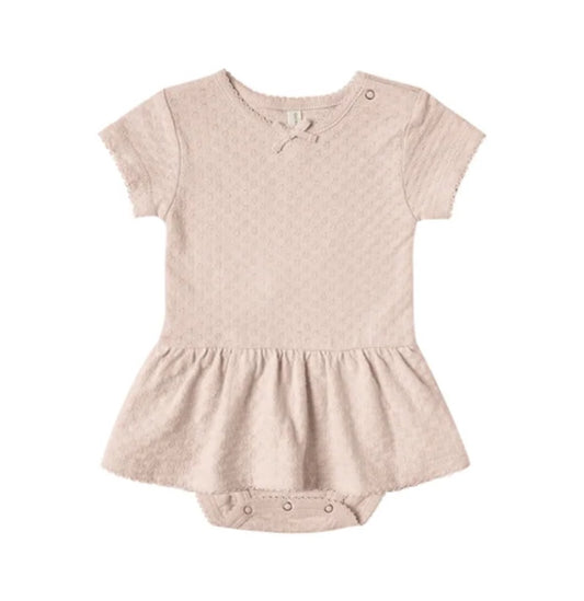 Quincy Mae organic pointelle skirted onesie petal, 2-3 years