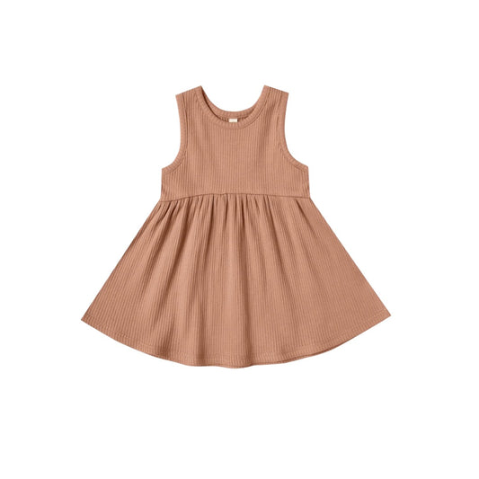 Quincy Mae organic ribbed tank dress terracotta, 6-12 months