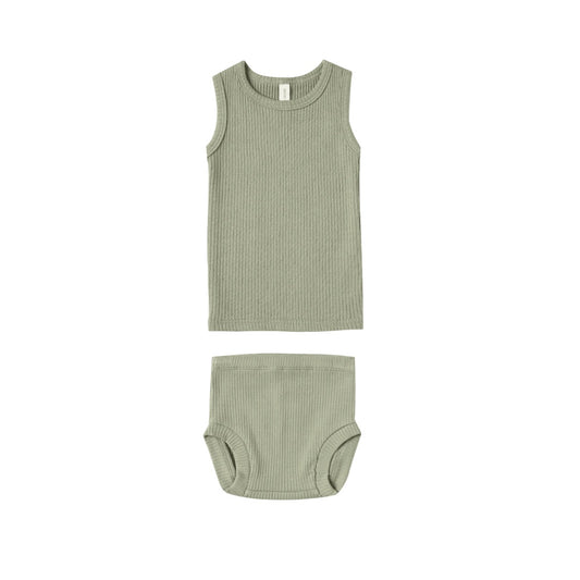 Quincy Mae organic ribbed tank + bloomer set, 18-24 months