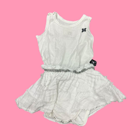 Nununu white dress, 6-9m