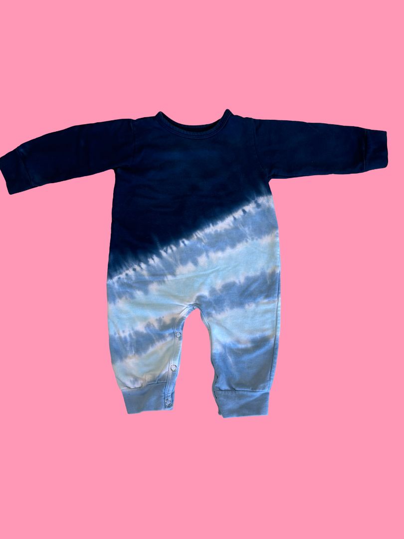 Rock-n-Plauy tie dye romper, 6-12m