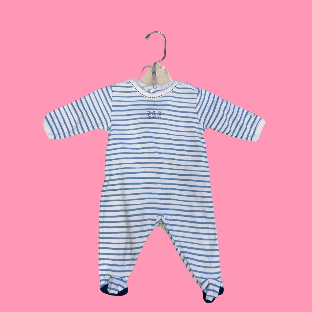 Petit Bateau blue striped sleeper, 1m